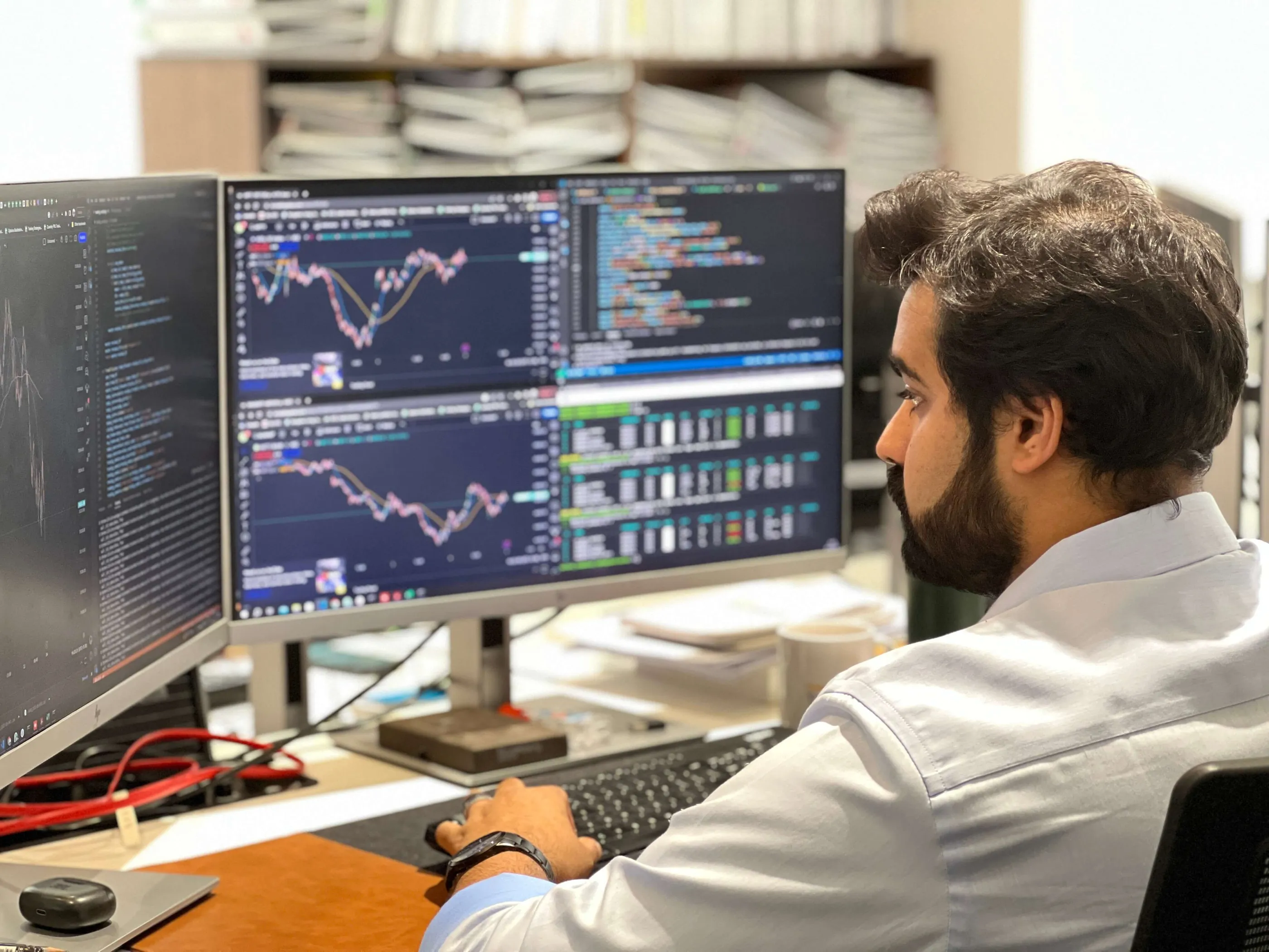 A True Beacon investment researcher working at the terminal